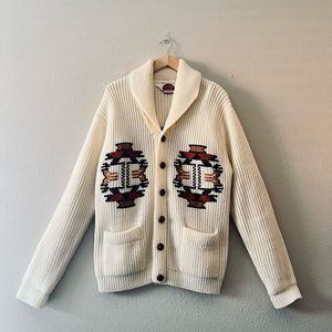 Vintage Miller Outerwear Medium Cream Cowichan Knit Cardigan Sweater Free Bird